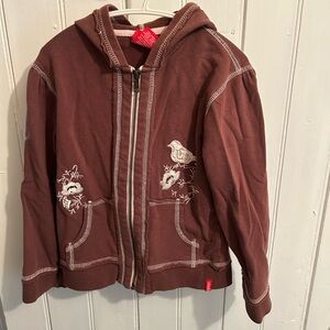 (3/$20) Esprit girls 6 brown 2pc zip up hoodie and wide leg pants matching set